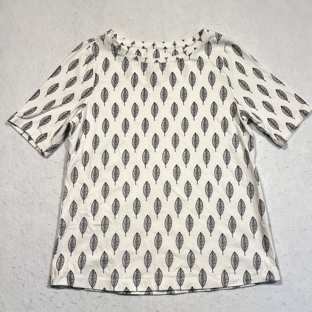 Soft Surroundings T-Shirt Top All Over Print Leaf‎ Floral Stretch Women's Medium